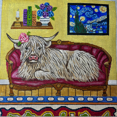 GEP377 Highland Cow with Starry Night